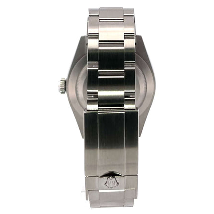 Rückseite der Rolex Explorer 40 Edelstahl 224270 mit poliertem und satiniertem Edelstahlarmband und Faltschließe