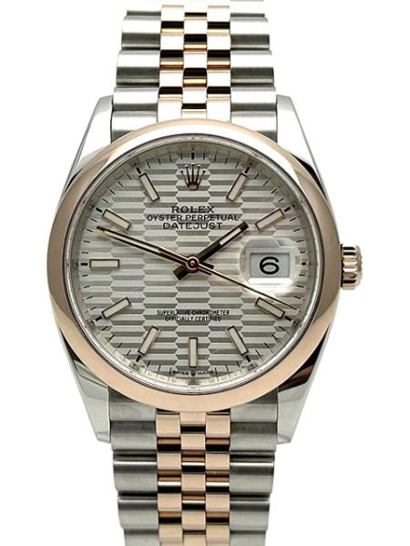 Rolex Datejust 36 Oystersteel Everose-Gold 126201 Silber Riffelmuster Jubile-Band