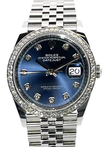 Rolex Datejust 36 Weißgold Diamant 126284RBR Blau Diamant Jubile-Band