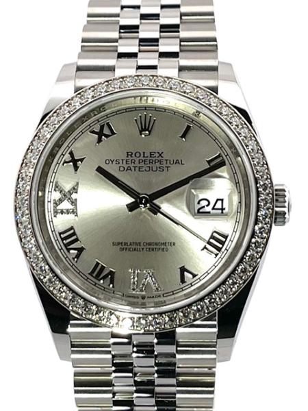Rolex Datejust 36 Oystersteel / Weißgold Diamant 126284RBR Silber Römisch Diamant Jubile-Band, M126284RBR-0021