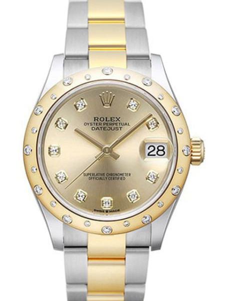 Rolex Datejust 31 Oystersteel Gelbgold Diamant 278343RBR Champagner Diamant