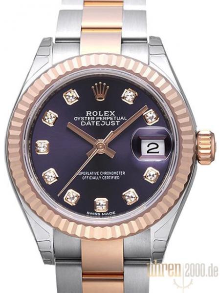 Rolex Datejust 28 Ref. 279171 Edelstahl Everose‑Gold Aubergine Diamant