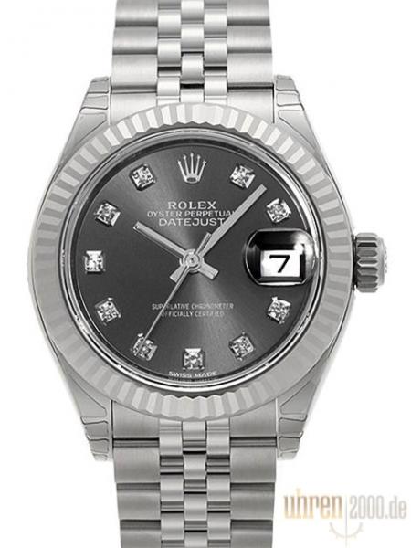 Rolex Datejust 28 Ref. 279174 Grau Diamant Jubile-Band