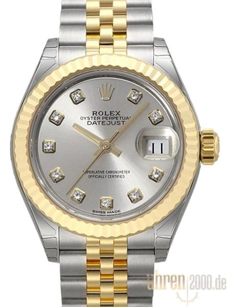 Rolex Datejust 28 Stahl Gold 279173 Silber Dia Jubile-Band