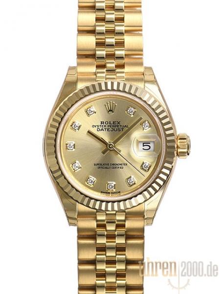 Rolex Lady-Datejust 28 Gelbgold 279178 Champagner Diamant Jubile-Band, M279178-0024