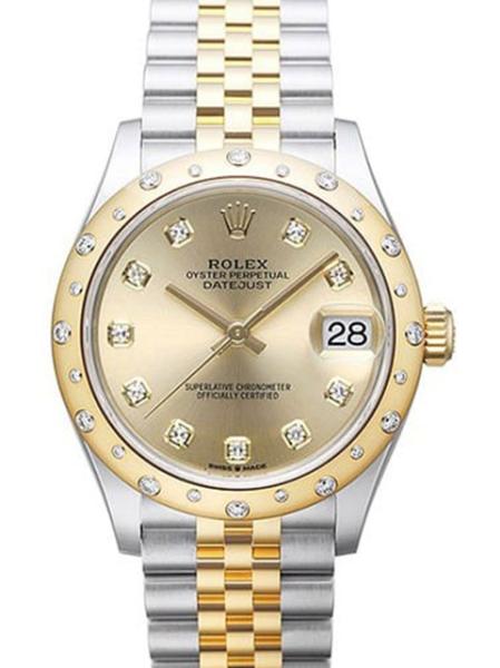 Rolex Datejust 31 Oystersteel Gelbgold Diamant 278343RBR Champagner Diamant Jubile-Band