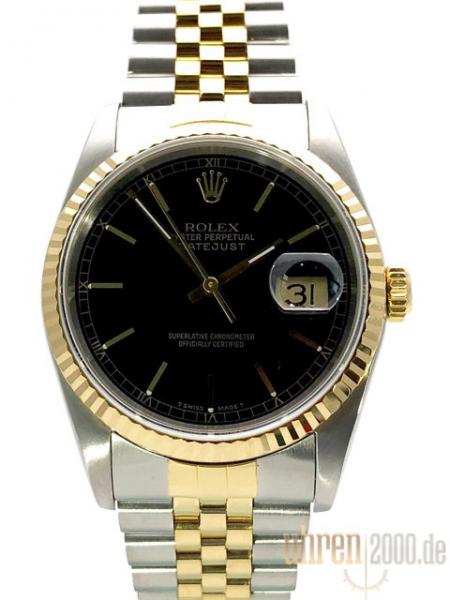 Rolex Datejust 36 Edelstahl / Gelbgold Ref. 16233 Schwarz LC100 aus 1991