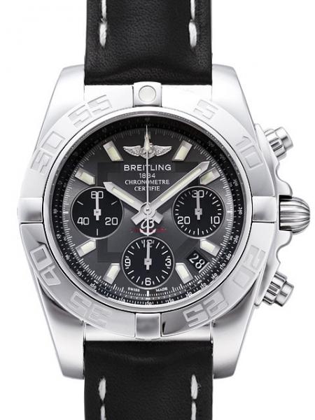 Breitling Chronomat 41 Ref. AB014012.F554.429X.A18BA.1 Blackeye-Grau Lederband Dornschließe