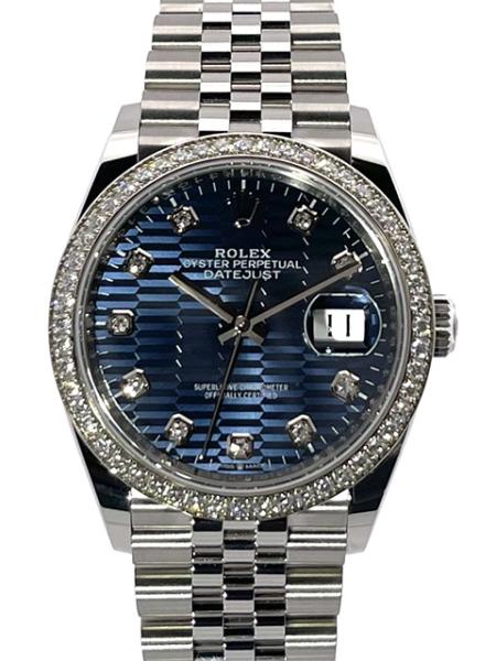 Rolex Datejust 36 Ref. 126284RBR Blau Riffelmuster Diamant Jubile-Band, M126284RBR-0049