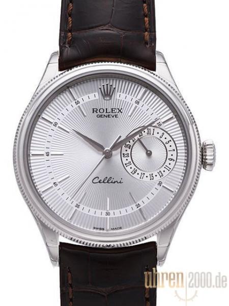 Rolex Cellini Date Ref. 50519 Zifferblatt Silberfarben Leder Braun, M50519-0012