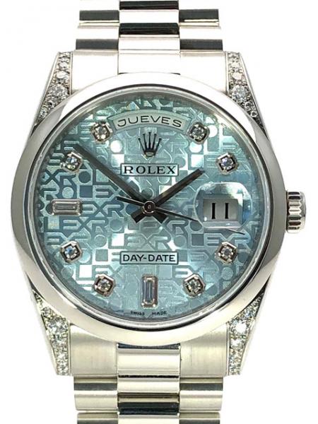 Rolex Day-Date 36 Platin 118296 Eisblau Diamant aus 2010