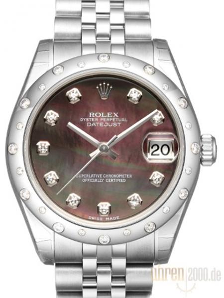 Rolex Datejust 31 Ref. 178344 Zifferblatt Dunkles Perlmutt Diamant Jubile-Band