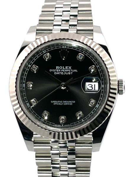 Rolex Datejust 41 Ref. 126334 Edelstahl / Weißgold Schwarz Diamant Jubile-Band, M126334-0012