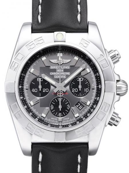 Breitling Chronomat 44 Ref. AB011012.F546.435X.A20BA.1 Zifferblatt Blackeye-Grau Leder schwarz