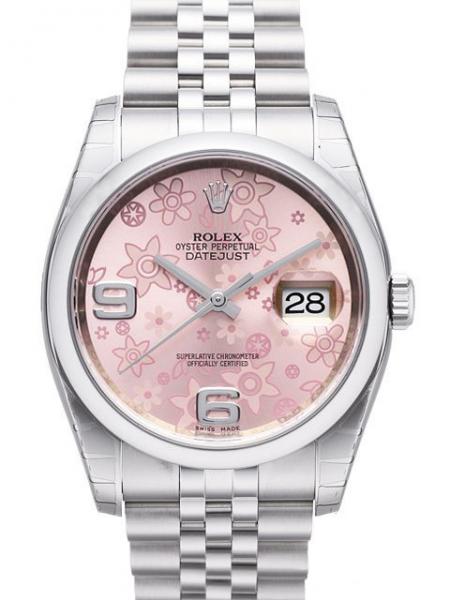 Rolex Oyster Datejust 36 Ref. 116200 Zifferblatt Pink Floral Jubilé-Band