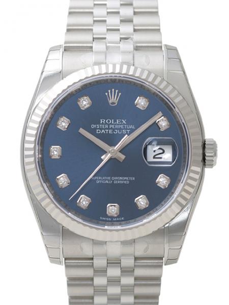 Rolex Datejust 36mm Edelstahl/Weißgold Jubilé Armband Ref. 116234 Blau Dia