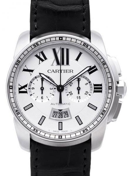 Cartier Calibre de Cartier Chronograph Edelstahl / Leder Ref. W7100046