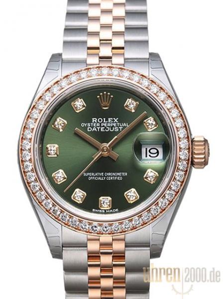 Rolex Datejust 28 Ref. 279381RBR Olive Diamant Jubile-Band