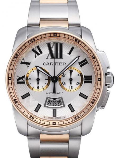 Cartier Calibre de Cartier Chronograph Edelstahl / Rotgold Ref. W7100042