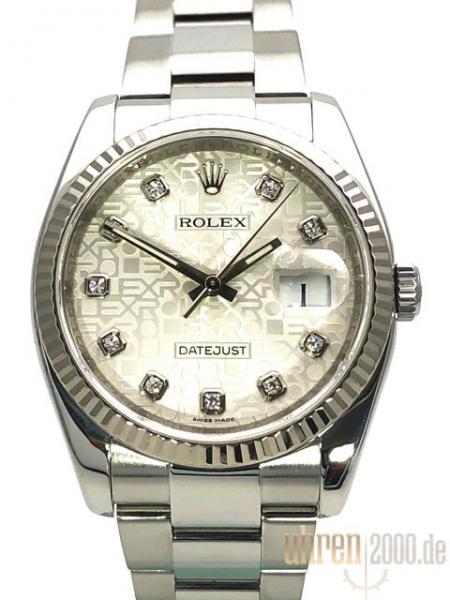 Rolex Datejust 36 Ref. 116234 Silber Jubilé Diamant Oysterband aus 2010 V-Serie