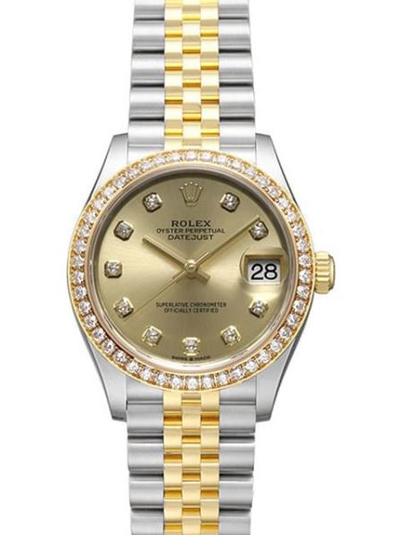 Rolex Datejust 31 Oystersteel Gelbgold Diamant 278383RBR Champagner DIA Jubile-Band