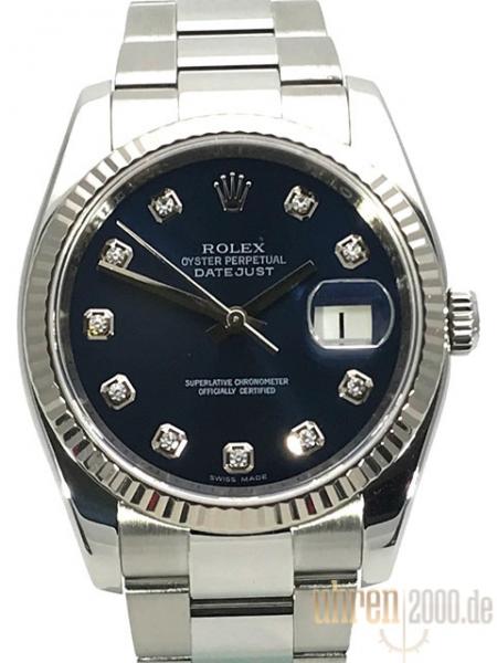 Rolex Datejust 36 116234 Blau Diamant aus 2010