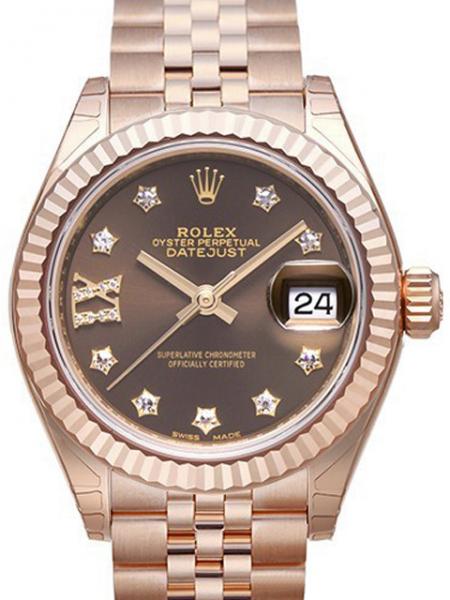 Rolex Lady-Datejust 28 18 kt Everose-Gold 279175 Choco Dia Jubile