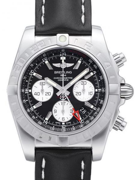 Breitling Chronomat 44 GMT Ref. AB042011.BB56.436X.A20D.1 Zifferblatt Onyx-Schwarz Lederband Schwarz
