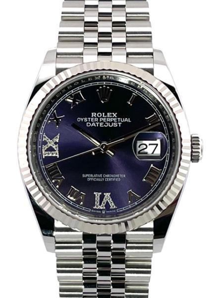 Rolex Datejust 36 Oystersteel Weißgold 126234 Purple Römisch Diamant Jubile-Band, M126234-0021