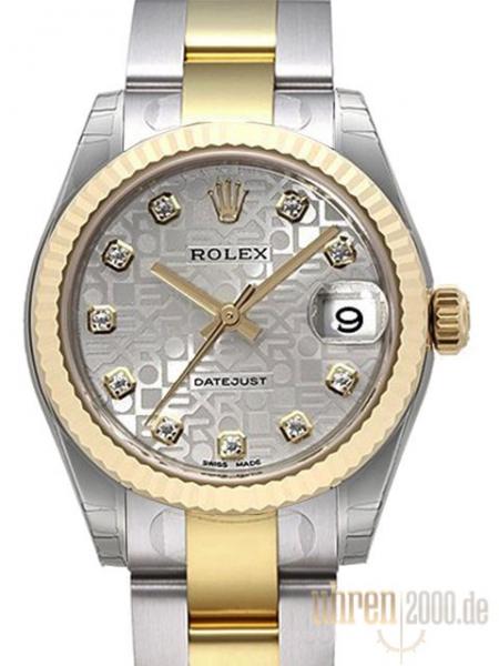 Rolex Datejust 31 Edelstahl Gelbgold 178273 Silber Jubile Diamant