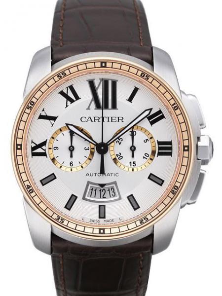 Cartier Calibre de Cartier Chronograph Edelstahl / Rotgold Ref. W7100043