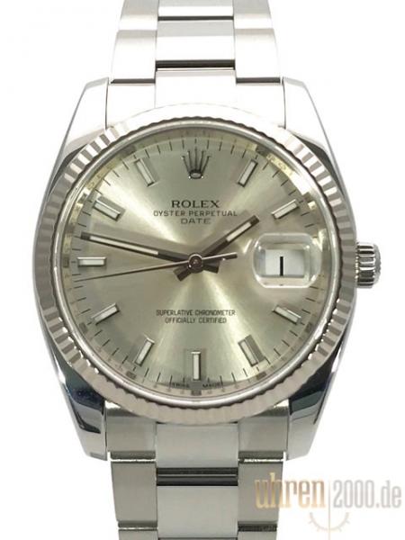 Rolex Oyster Perpetual Date 34 115234 Silber aus 2011 LC100