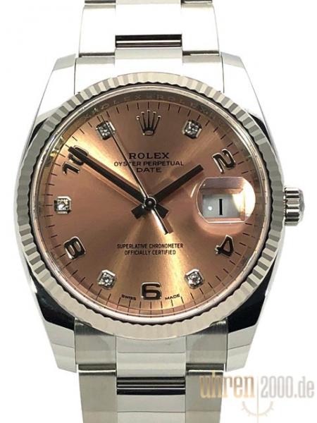 Rolex Oyster Perpetual Date 34 115234 Pink DIA ungetragen 2020