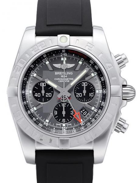 Breitling Chronomat 44 GMT Ref. AB042011.F561.134S.A20D.2 Zifferblatt Blackeye-Grau Diver Pro II Kautschukband Schwarz