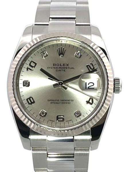 Rolex 115234 Oyster Perpetual Date 34 Silber Diamant aus 2018